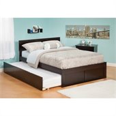 Atlantic Furniture Orlando Platform Bed with Flat Panel Footboard and Trundle Set in Espresso
