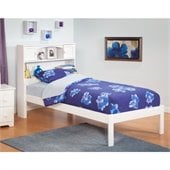 Atlantic Furniture Newport Bookcase Bed with Open Foot Rail in White