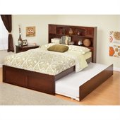 Atlantic Furniture Newport Bookcase Bed with Trundle in Antique Walnut