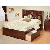 Atlantic Furniture Newport Bookcase Bed with Drawers in Antique Walnut