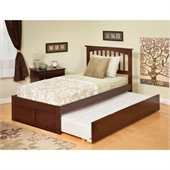 Atlantic Furniture Mission Bed with Urban Trundle in Antique Walnut