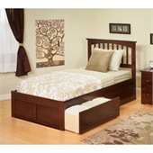 Atlantic Furniture Mission Bed with Drawers in Antique Walnut