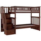Atlantic Furniture Columbia Staircase Bunk Bed Twin Over Twin in Antique Walnut