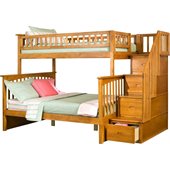 Atlantic Furniture Columbia Staircase Bunk Bed Twin Over Full in Caramel Latte