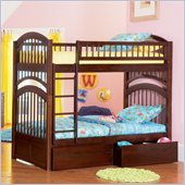 Atlantic Furniture Windsor Bunk Bed Twin Over Twin in Antique Walnut