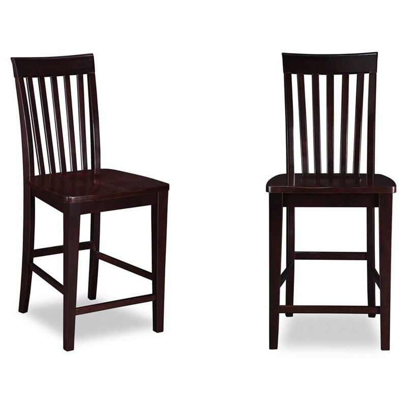 Atlantic Furniture Mission Pub Chairs Set of 2 with Wood Seat in