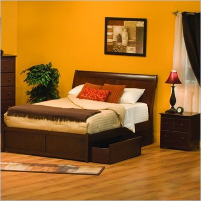 Atlantic Furniture Bordeaux Platform Bed with Flat Panel Footboard 2 Piece Bedroom Set