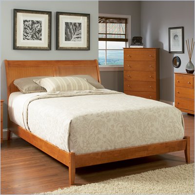 Atlantic Furniture Bordeaux Platform Bed with Open Footrail in Caramel Latte