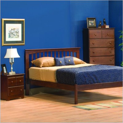 Atlantic Furniture Brooklyn Wood Platform Bed with Open Footrail 3 Piece Bedroom Set