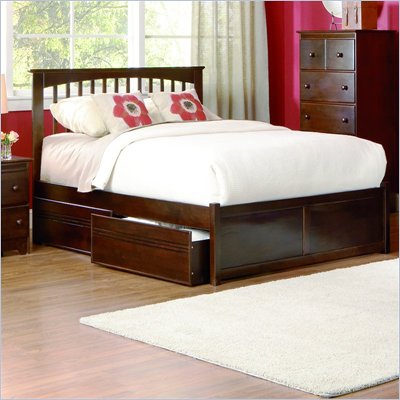 Atlantic Furniture Brooklyn Platform Bed with Flat Panel Footboard and Storage Drawer Set
