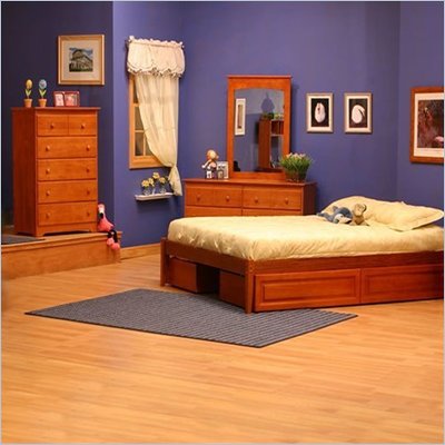 Atlantic Furniture Concord Wood Platform Bed with Open Footrail 5 Piece Bedroom Set