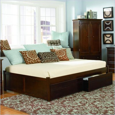 Atlantic Furniture Concord Platform Bed with Flat Panel Footboard and Storage Drawer Set