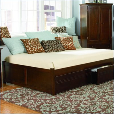 Atlantic Furniture Concord Wood Platform Bed with Flat Panel Footboard 5 Piece Bedroom Set