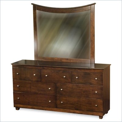 Atlantic Furniture Miami 7-Drawer Dresser and Mirror Set in Walnut