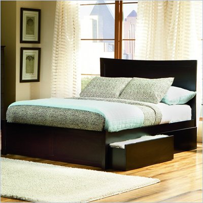 Atlantic Furniture Miami Platform Bed with Flat Panel Footboard and Storage Drawer Set