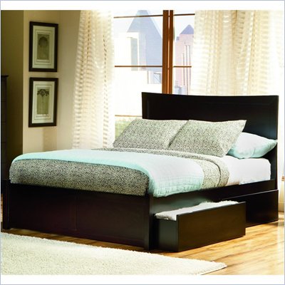 Atlantic Furniture Miami Wood Platform Bed with Flat Panel Footboard 3 Piece Bedroom Set