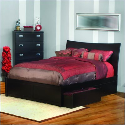 Atlantic Furniture Milano Platform Bed with Flat Panel Footboard and Storage Drawer Set