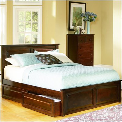 Atlantic Furniture Monterey Platform Bed with Raised Panel Footboard and Storage Drawer Set