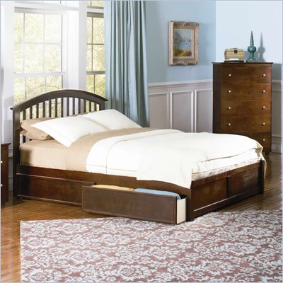 Atlantic Furniture Studio Richmond Platform Bed with Flat Panel Footboard in Antique Walnut