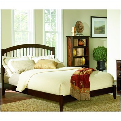Atlantic Furniture Windsor Platform Bed with Open Footrail in Antique Walnut