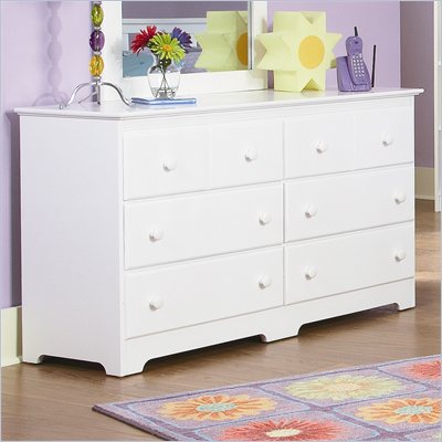 Atlantic Furniture Windsor 6 Drawer Double Dresser in White