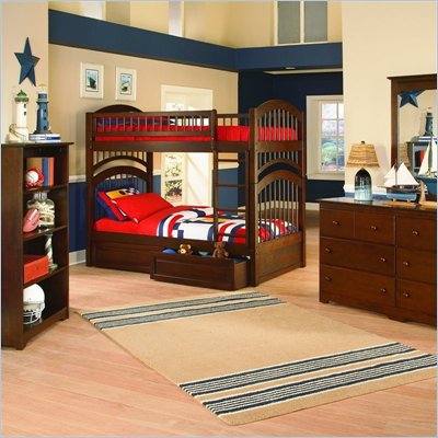 Atlantic Furniture Windsor Twin over Twin Bunk Bed 4 Piece Bedroom Set