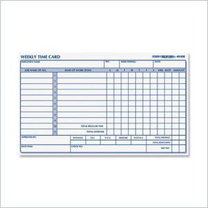 Rediform Weekly Time Card