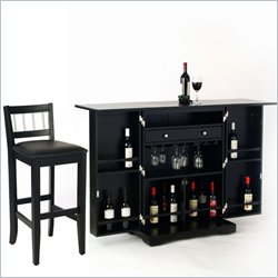 Home Styles Furniture Steamer Black Folding Home Bar Set by Home Styles