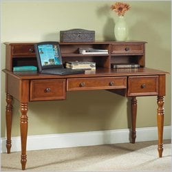 Home Styles Furniture Homestead Solid Hardwood Executive Writing Desk with Hutch Set in Warm Oak Finish