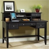 Home Styles Furniture Bedford Solid Wood Executive Home Office Writing Desk with Hutch Set in Ebony