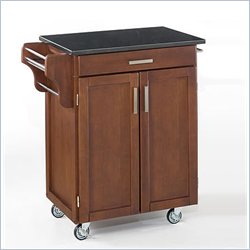 Home Styles Furniture Kitchen Cart in Cherry with Vinyl Laminate Top