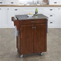 Home Styles Furniture Kitchen Cart in Cherry with Stainless Steel Top