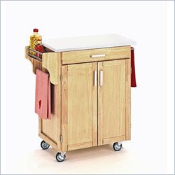 Home Styles Furniture Kitchen Cart in Natural Finish with Vinyl Laminate Top