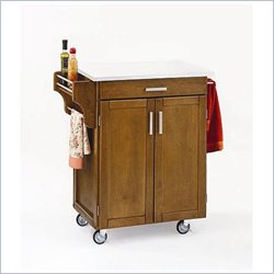 Home Styles Furniture Kitchen Cart in Cottage Oak with Vinyl Laminate Top