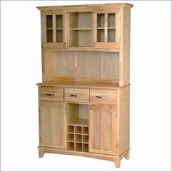Home Styles Furniture 3 Drawer Large Natural Wood Buffet with Natural Top and 2-Door Hutch