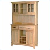 Home Styles Furniture 3 Drawer Large Natural Wood Buffet with Natural Top and 2-Door Hutch