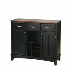 Home Styles Furniture 3 Drawer Large Buffet Kitchen Island in Black