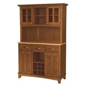 Home Styles Furniture Large Cottage Oak Buffet with Natural Wood Top and 2-Door Hutch