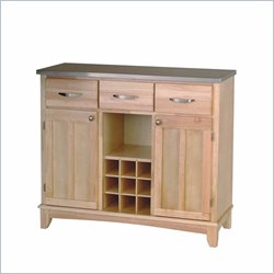 Home Styles Furniture Large Natural Base and Stainless Steel Top Buffet Kitchen Island