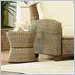 Home Styles Furniture Cabana Banana Round Drum Accent Table with Glass Top In Honey Finish