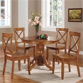 Home Styles Furniture Cottage Oak 5 PC Pedestal Dining Table Set