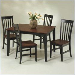 Home Styles Furniture 5 Piece Rectangular Table Dining Set in Black with Cherry Finish Top
