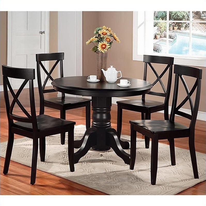 Home Styles Round Pedestal Dining Table, Black