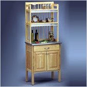 Home Styles Furniture Solid Hardwood Baker's Rack with Stainless Steel Top in Natural