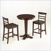 Home Styles Furniture 3 Piece Solid Wood Round Coffee Finish Table and Bar Stools in Black Set