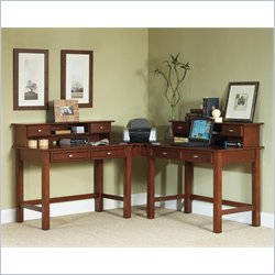 Home Styles Furniture Hanover Solid Wood L-shape Writing Desk in Cherry