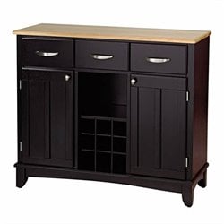 Home Styles Furniture 3 Drawer Large Black Buffet Kitchen Island