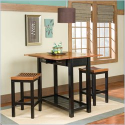 Home Styles Expandable Solid Wood Console Dining Table in Black and Cottage Oak