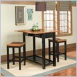 Home Styles Solid Wood Kitchen Island with Bar Stools in Black & Cottage Oak