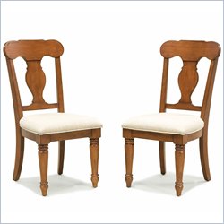 Home Styles Homestead Upholstered Dining Chair in Warm Oak (Set of 2)